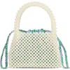 Lk Bennett Mini Faux Pearl Tote In Multi Green