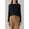 Lk Bennett Mirren Button Sleeve Organic Cotton Sweater In Blue