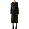 Lk Bennett Mirren Long Sleeve Rib Organic Cotton Maxi Dress In Black