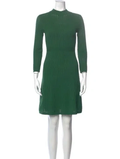 Pre-owned Lk Bennett Mock Neck Mini Dress In Green