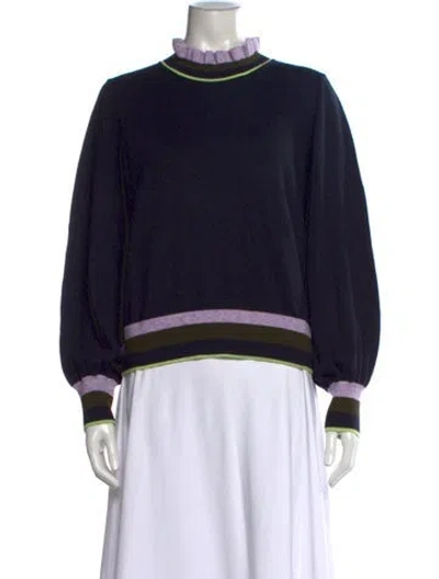 Pre-owned Lk Bennett Mock Neck Sweater In Black/blue