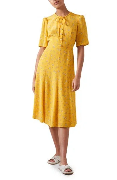 Lk Bennett Montana A-line Silk Dress In Yellow