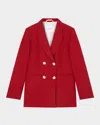 Lk Bennett Mya Double-breasted Twill Blazer In Red