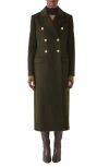 Lk Bennett Natalia Fitted Double Breasted Wool Coat In Green