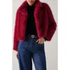 Lk Bennett Noah Faux Fur Jacket In Red