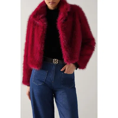 Lk Bennett Noah Faux Fur Jacket In Red