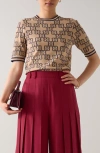 Lk Bennett Odette Jacquard Top In Neutral