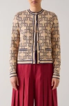 Lk Bennett Odette Logo Monogram Cardigan In Multi