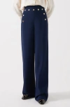 Lk Bennett Womens Olive Wide-leg High-rise Crepe Trousers Blu-navy In Navy