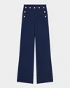 Lk Bennett Womens Olive Wide-leg High-rise Crepe Trousers Blu-navy In Navy