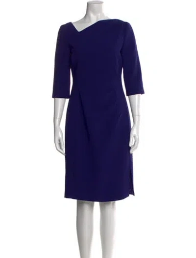 Pre-owned Lk Bennett One-shoulder Knee-length Dress In Blue