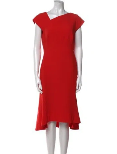 Pre-owned Lk Bennett One-shoulder Midi Length Dress In Red