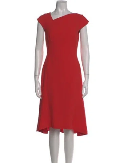 Pre-owned Lk Bennett One-shoulder Midi Length Dress In Red