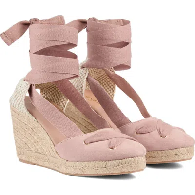Lk Bennett Ophelia Ankle Wrap Wedge Sandal In Peach