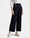 Lk Bennett Parker Navy Recycled Crepe Wide Leg Trousers In Midnight
