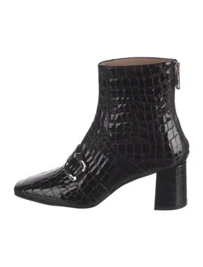 Pre-owned Lk Bennett Patent Leather Animal Print Boots W/ Tags In Black