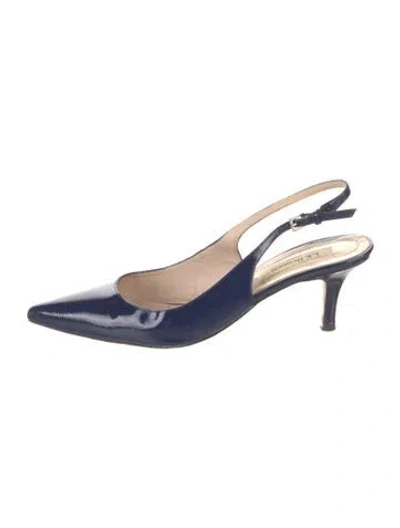 Pre-owned Lk Bennett Patent Leather Animal Print Slingback Pumps In Blue