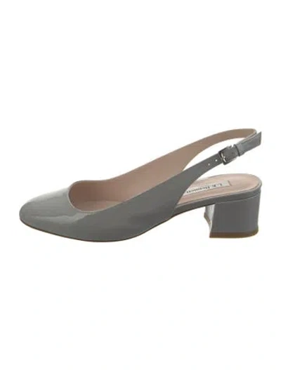 Pre-owned Lk Bennett Patent Leather Bow Accents Slingback Pumps In Silver