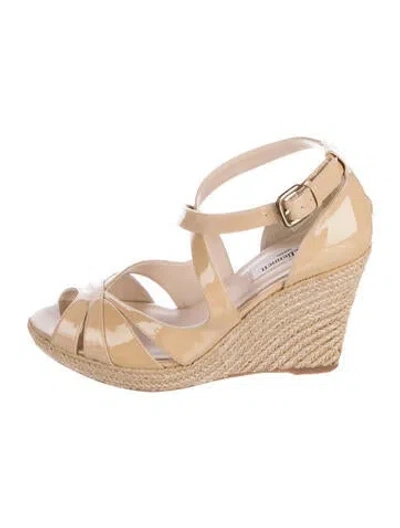 Pre-owned Lk Bennett Patent Leather Espadrilles In Neutral