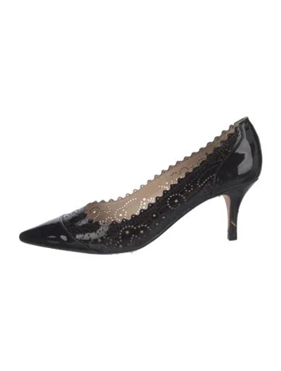 Pre-owned Lk Bennett Patent Leather Lasercut Accents Pumps In Black