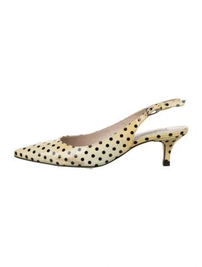 Pre-owned Lk Bennett Patent Leather Polka Dot Print Slingback Pumps In White