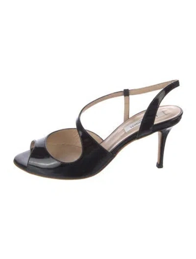 Pre-owned Lk Bennett Patent Leather Sandals In Black