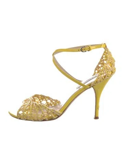 Pre-owned Lk Bennett Patent Leather Sandals In Yellow