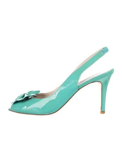 Pre-owned Lk Bennett Patent Leather Slingback Pumps In Green