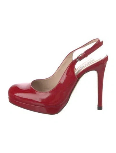 Pre-owned Lk Bennett Patent Leather Slingback Pumps In Red