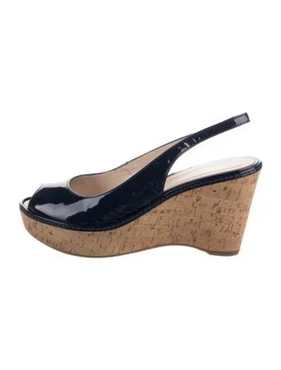 Pre-owned Lk Bennett Patent Leather Slingback Sandals In Black