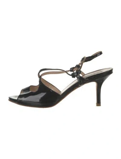 Pre-owned Lk Bennett Patent Leather Slingback Sandals In Black