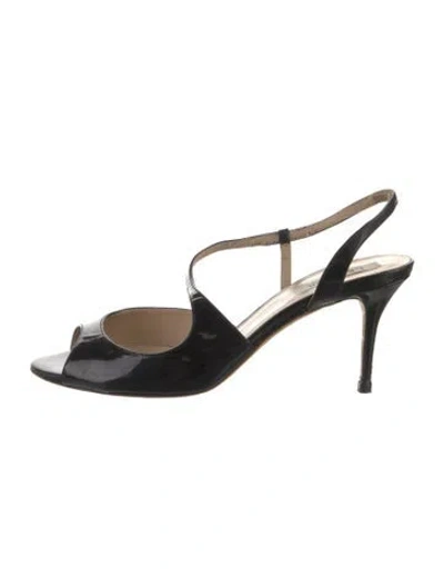 Pre-owned Lk Bennett Patent Leather Slingback Sandals In Blue