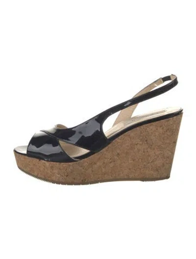 Pre-owned Lk Bennett Patent Leather Slingback Sandals In Blue