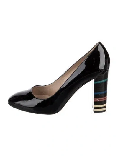 Pre-owned Lk Bennett Patent Leather Striped Pumps In Black