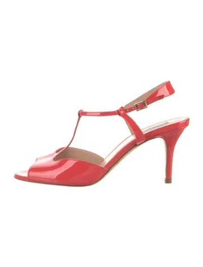 Pre-owned Lk Bennett Patent Leather T-strap Sandals In Red
