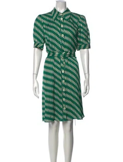 Pre-owned Lk Bennett Patterned Midi Length Dress In Green