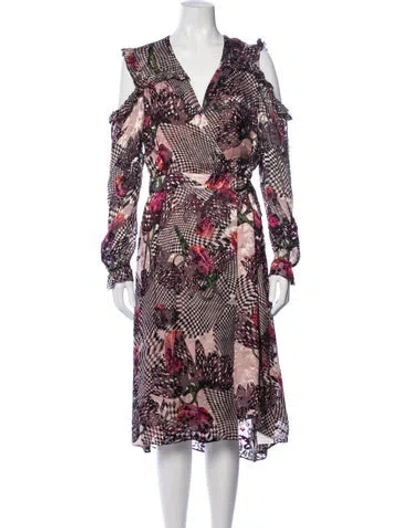 Pre-owned Lk Bennett Patterned Midi Length Dress In Pink