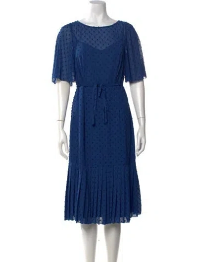 Pre-owned Lk Bennett Patterned Midi Length Dress W/ Tags In Blue