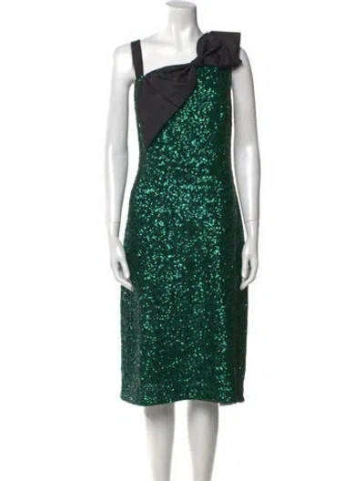 Pre-owned Lk Bennett Patterned Midi Length Dress W/ Tags In Green