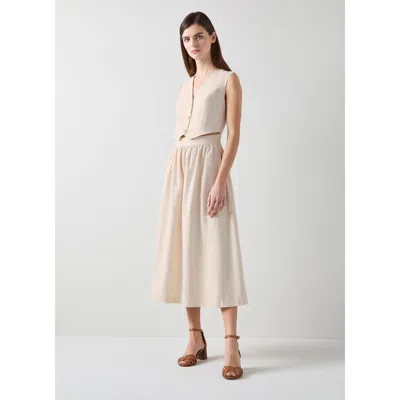 Lk Bennett Pernille Cream Waistcoat Cotton Mix Dress