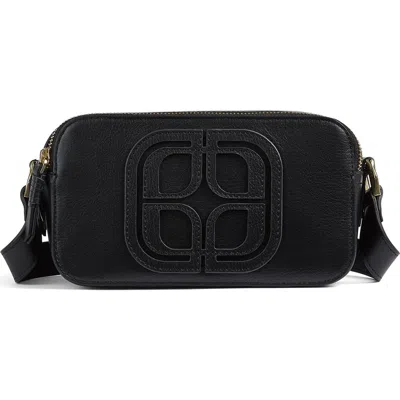 Lk Bennett Perry Logo Leather Camera Bag In Blue