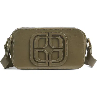 Lk Bennett Perry Logo Leather Camera Bag In Green