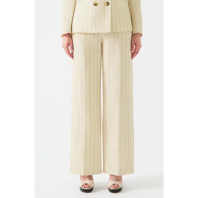 Lk Bennett Pinstripe Pinstripe Linen Blend Pants In Neutral