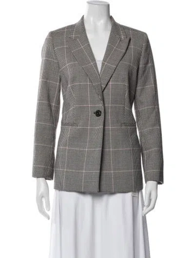 Pre-owned Lk Bennett Plaid Print Blazer In Gray