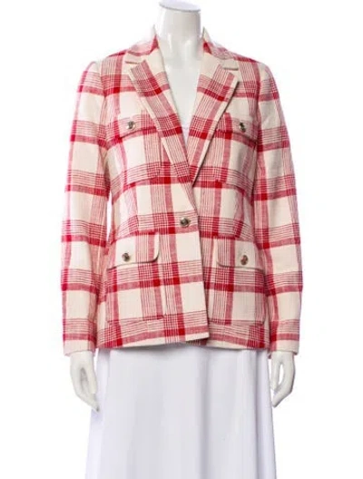 Pre-owned Lk Bennett Plaid Print Blazer W/ Tags In Pink