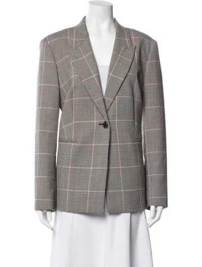 Pre-owned Lk Bennett Plaid Print Blazer In White