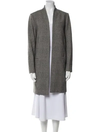 Pre-owned Lk Bennett Plaid Print Coat In Green