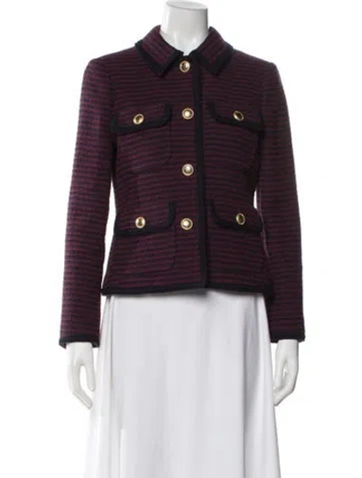 Pre-owned Lk Bennett Plaid Print Evening Jacket In Blue