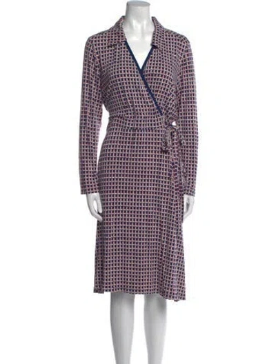 Pre-owned Lk Bennett Plaid Print Knee Length Dress In Blue