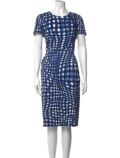Pre-owned Lk Bennett Plaid Print Knee-length Dress In Blue/neutrals